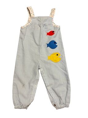Vintage Toddle Time JC Penny Fish Overalls 12 Months